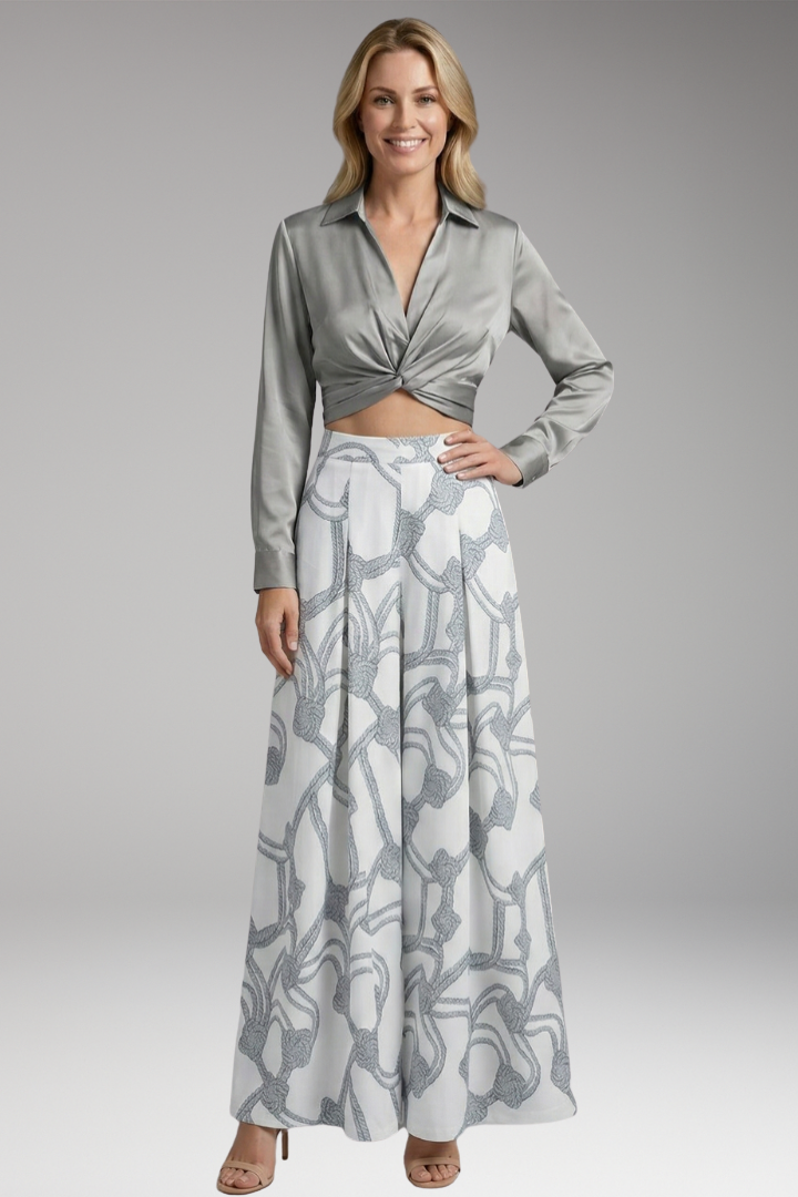 Women’s Two-Piece Dress with Crop Top and Skirt