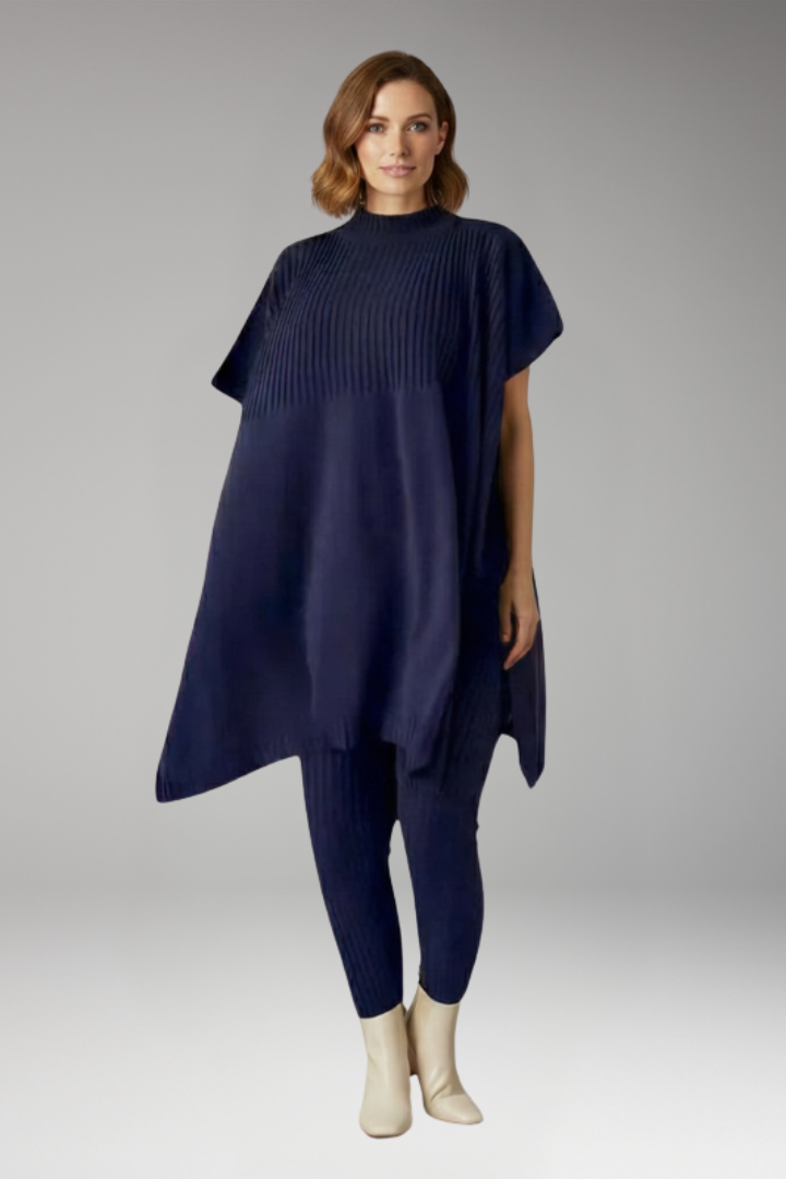 Women's Two-Piece Knitwear Set with Oversized Top