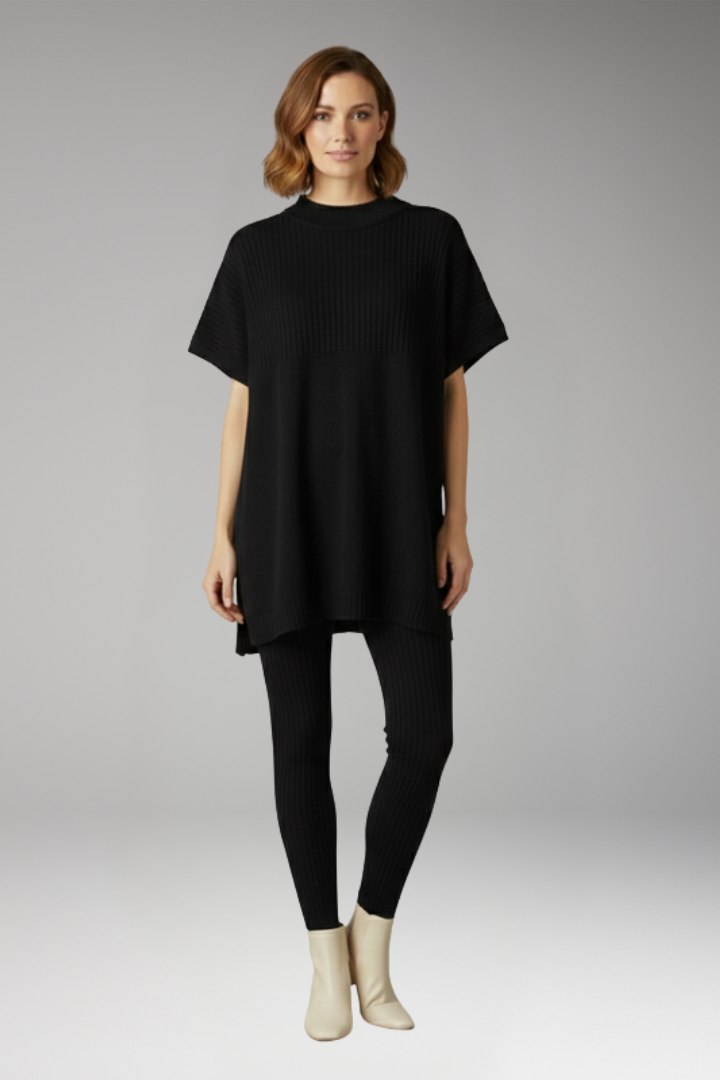 Women's Two-Piece Knitwear Set with Oversized Top