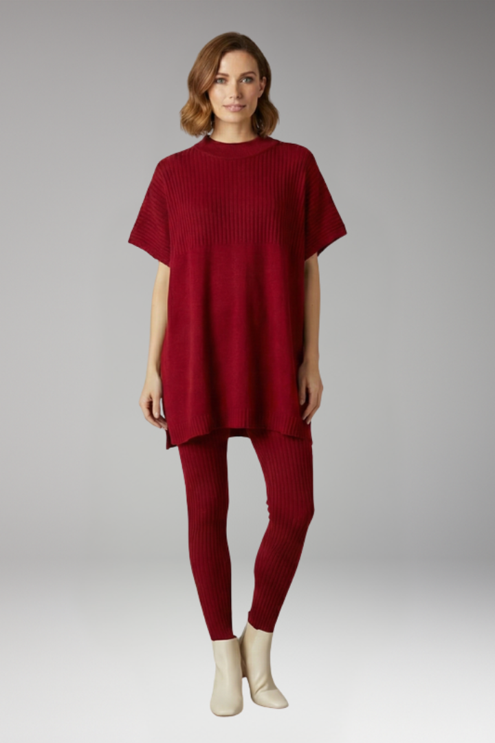 Women's Two-Piece Knitwear Set with Oversized Top
