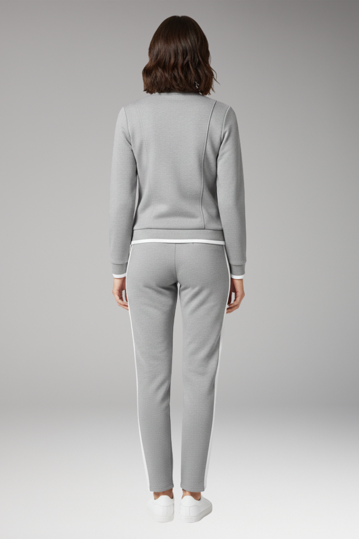 Women’s Two-Piece Lounge Set with Zip Top and Contrast Trim
