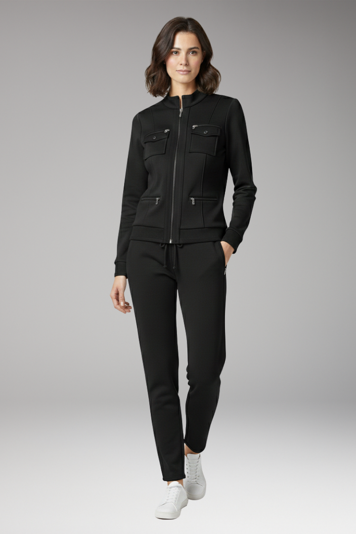 Women’s Two-Piece Lounge Set with Zip Top and Contrast Trim