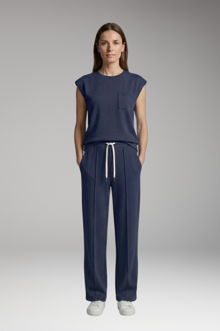 Women’s Two-Piece Set with Cap Sleeves and Elastic Waistband