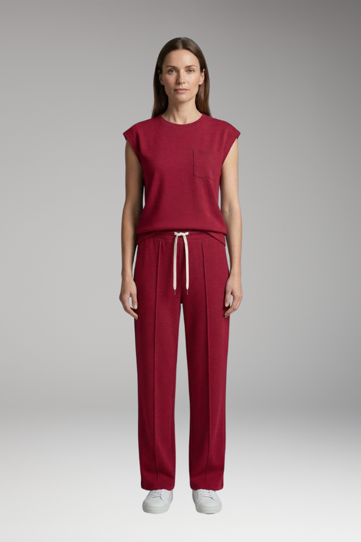Women’s Two-Piece Set with Cap Sleeves and Elastic Waistband