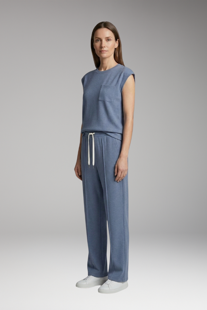 Women’s Two-Piece Set with Cap Sleeves and Elastic Waistband