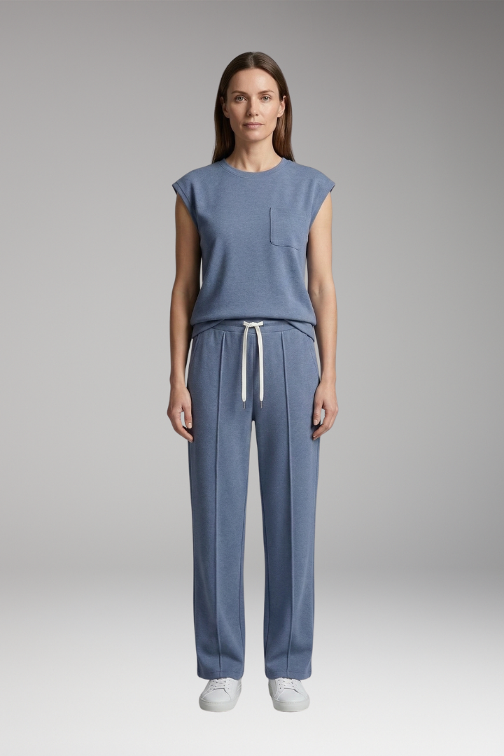 Women’s Two-Piece Set with Cap Sleeves and Elastic Waistband