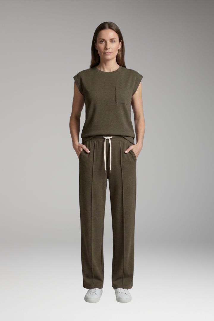 Women’s Two-Piece Set with Cap Sleeves and Elastic Waistband