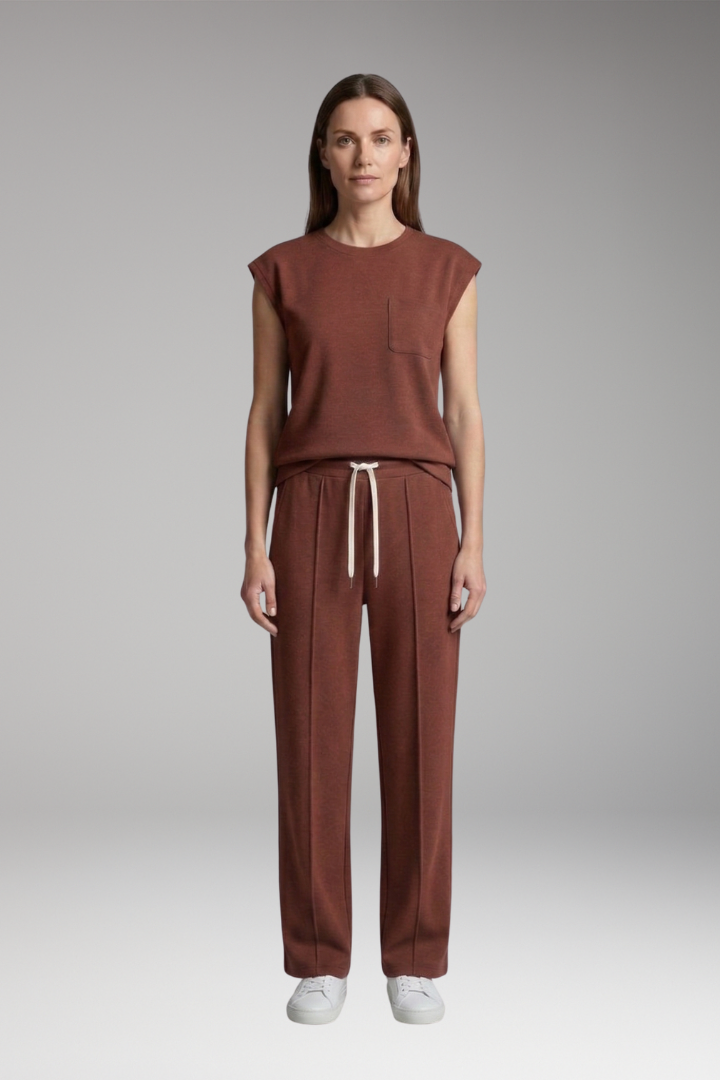 Women’s Two-Piece Set with Cap Sleeves and Elastic Waistband