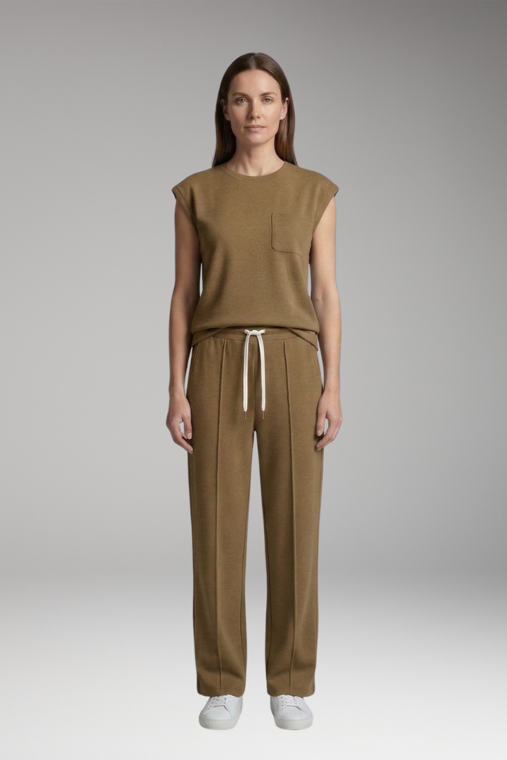 Women’s Two-Piece Set with Cap Sleeves and Elastic Waistband