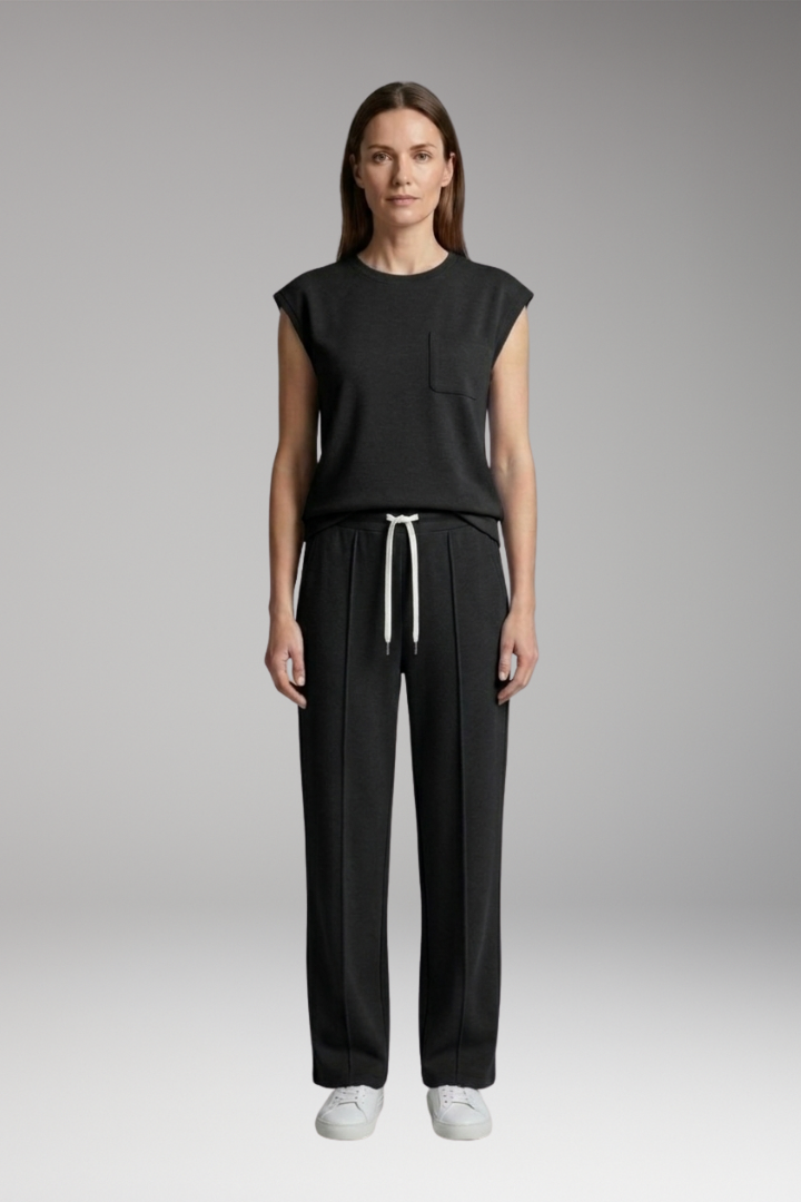 Women’s Two-Piece Set with Cap Sleeves and Elastic Waistband