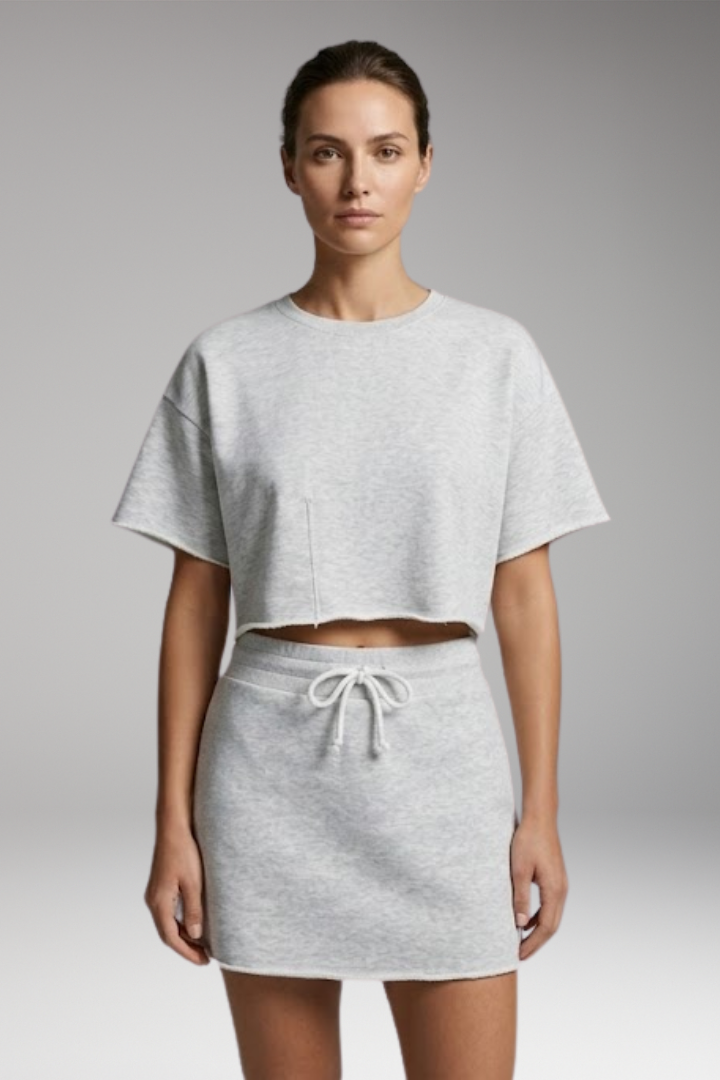 Women’s Two-Piece Set with Crop Top and Skirt