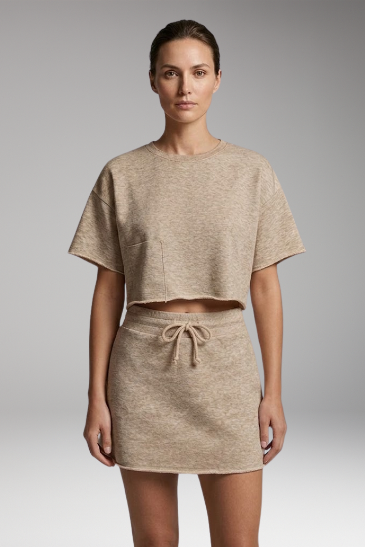 Women’s Two-Piece Set with Crop Top and Skirt