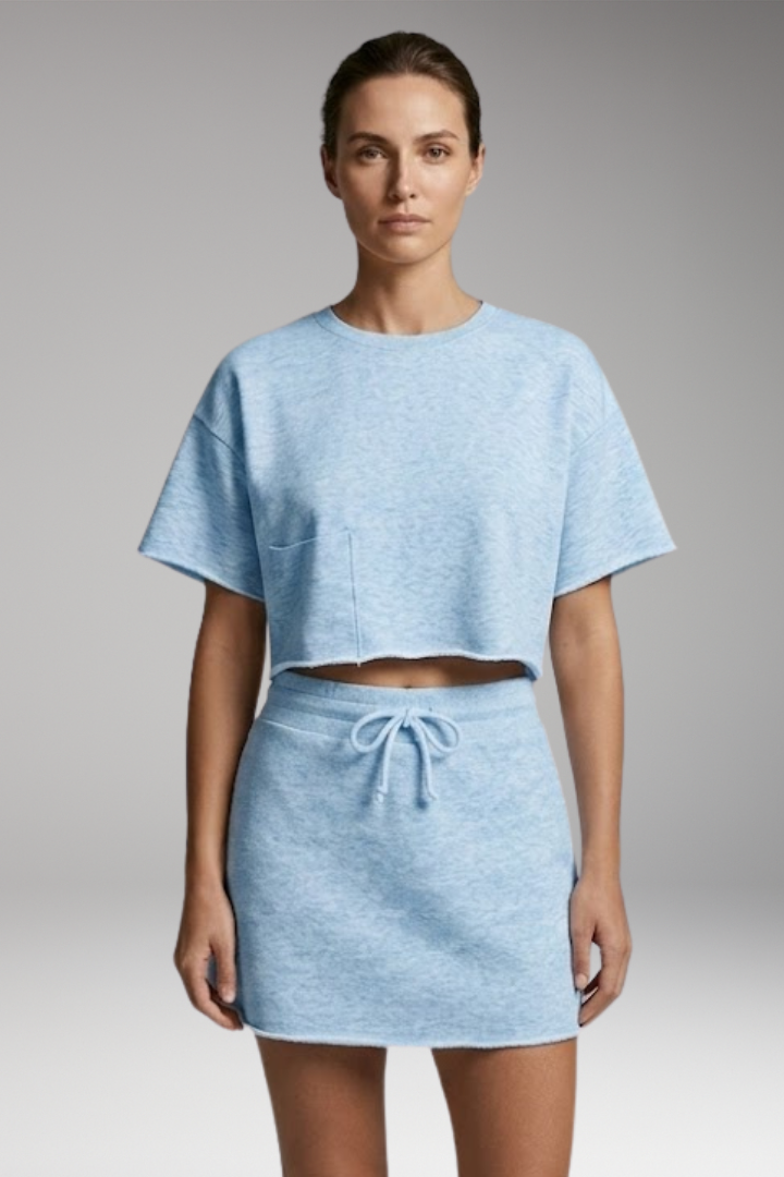 Women’s Two-Piece Set with Crop Top and Skirt