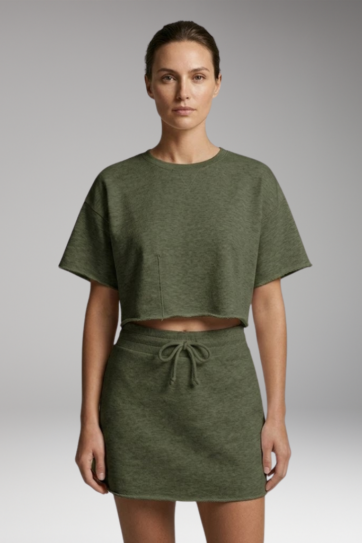 Women’s Two-Piece Set with Crop Top and Skirt