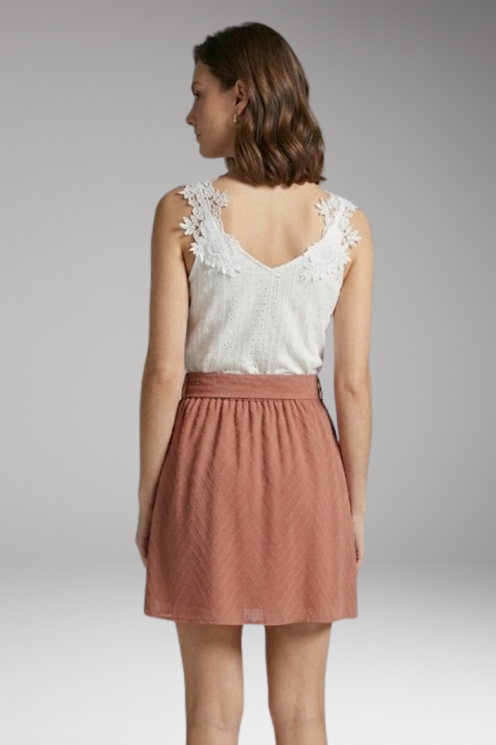 Women’s Two-Piece Set with Lace Top and Mini Skirt
