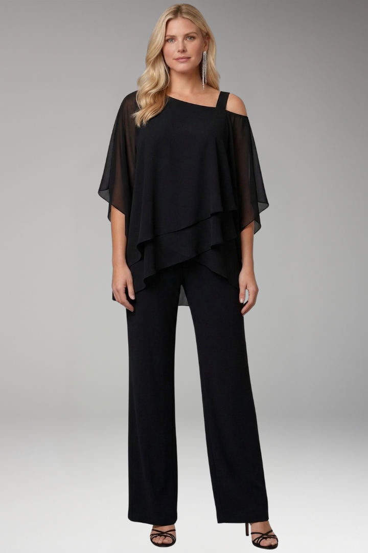 Women’s Two-Piece Set with Layered Top and Trousers