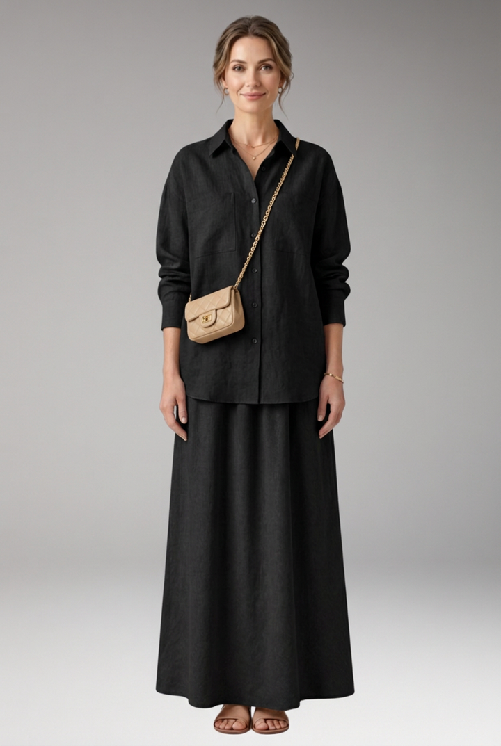 Women’s Two-Piece Set with Maxi Skirt and Oversized Top