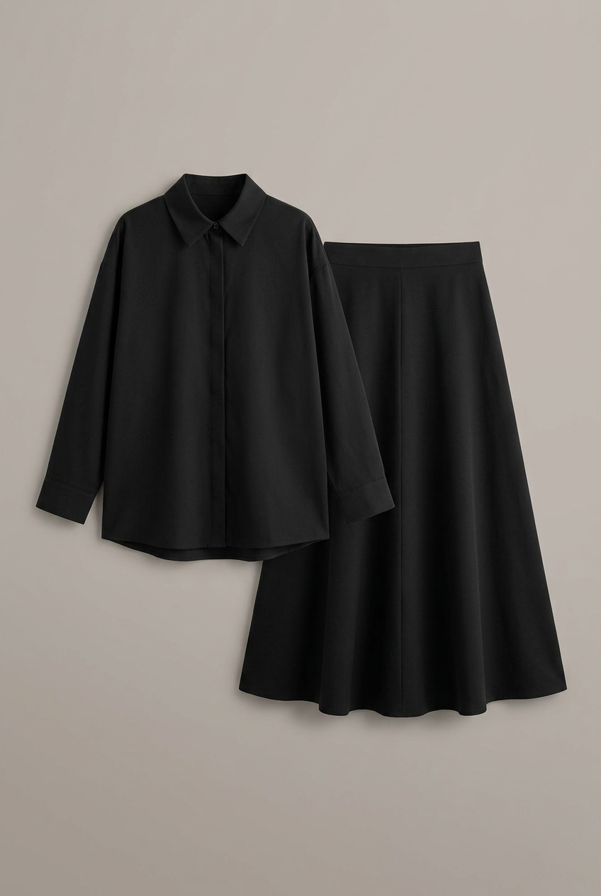 Women’s Two-Piece Set with Maxi Skirt and Oversized Top