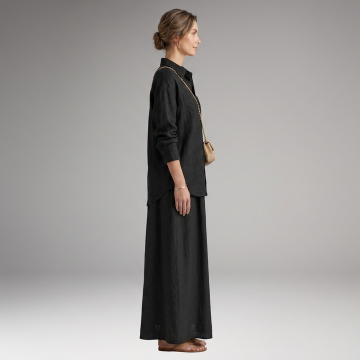 Women’s Two-Piece Set with Maxi Skirt and Oversized Top