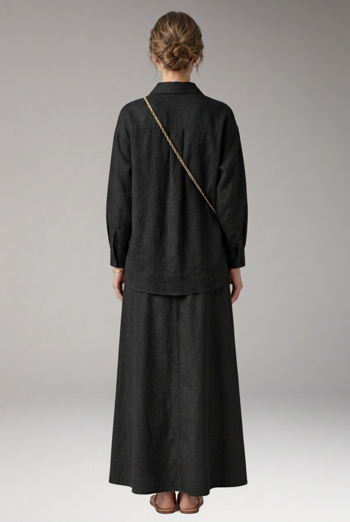 Women’s Two-Piece Set with Maxi Skirt and Oversized Top