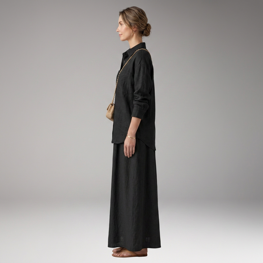 Women’s Two-Piece Set with Maxi Skirt and Oversized Top
