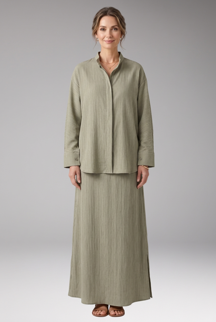 Women’s Two-Piece Set with Maxi Skirt and Oversized Top