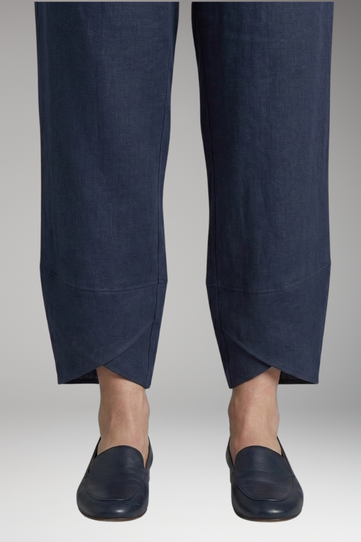 Women's Two-Piece Set with Printed Top and Elastic Waist Trousers