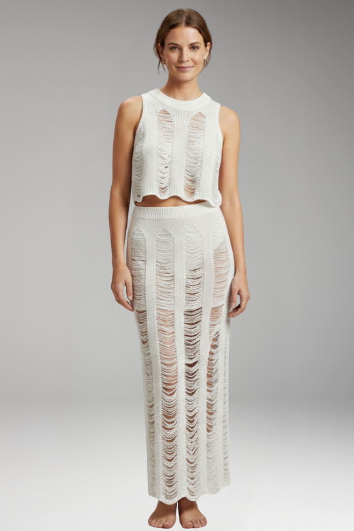 Women’s Two-Piece Set with Sleeveless Crop Top