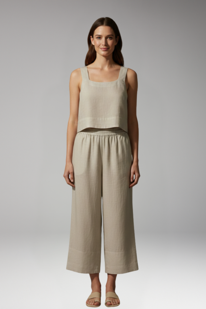 Women’s Two-Piece Set with Sleeveless Top