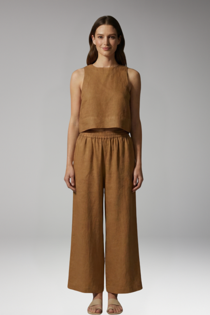 Women’s Two-Piece Set with Sleeveless Top