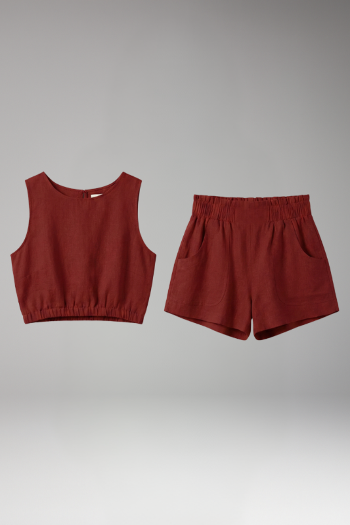 Women's Two-Piece Set with Sleeveless Top and Shorts