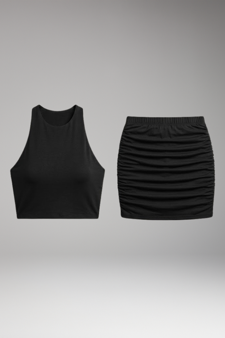 Women’s Two-Piece Set with Sleeveless Top and Fitted Skirt