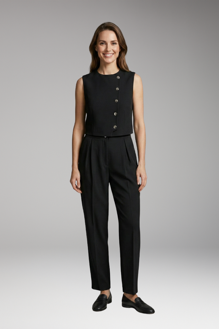 Women’s Two-Piece Set with Sleeveless Top and High-Waisted Trousers