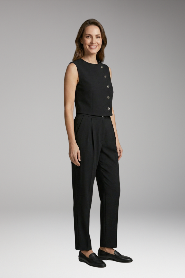 Women’s Two-Piece Set with Sleeveless Top and High-Waisted Trousers