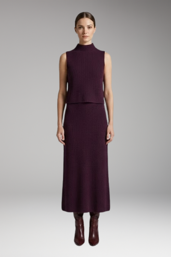Women’s Two-Piece Set with Sleeveless Top and Skirt