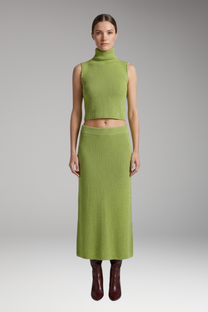 Women’s Two-Piece Set with Sleeveless Top and Skirt