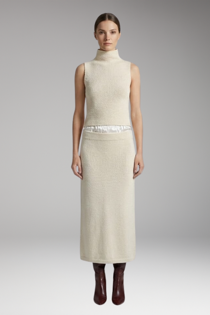 Women’s Two-Piece Set with Sleeveless Top and Skirt