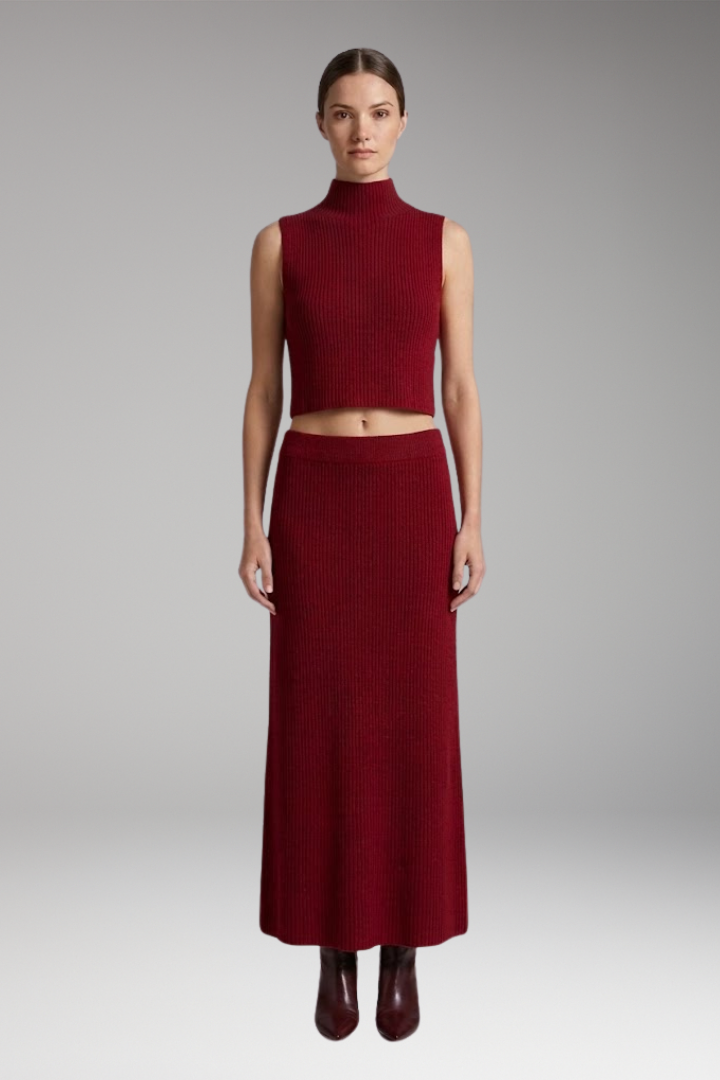 Women’s Two-Piece Set with Sleeveless Top and Skirt