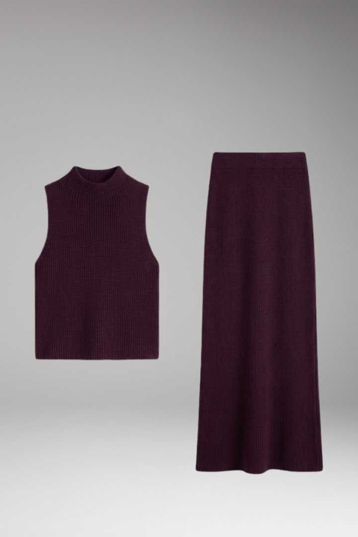 Women’s Two-Piece Set with Sleeveless Top and Skirt