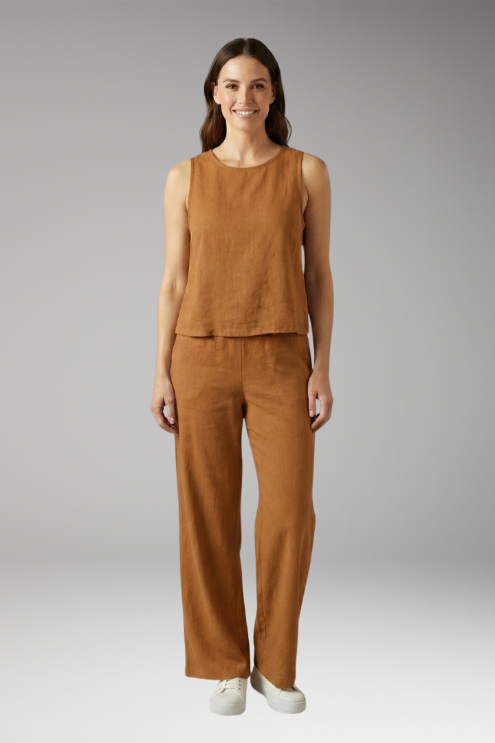 Women's Two-Piece Set with Sleeveless Top and Wide-Leg Trousers