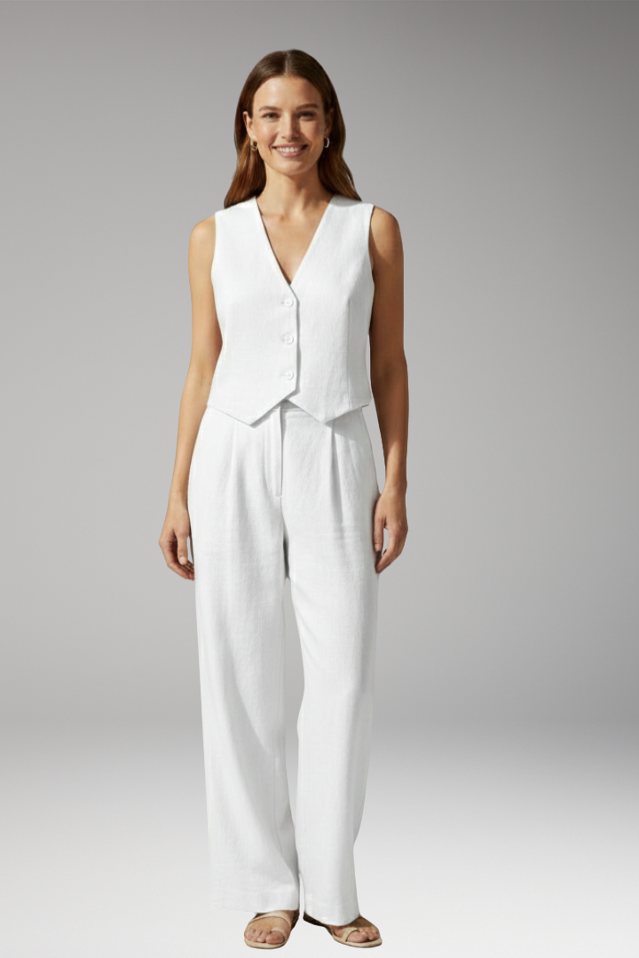 Women’s Two-Piece Set with Sleeveless Top and High-Waisted Trousers
