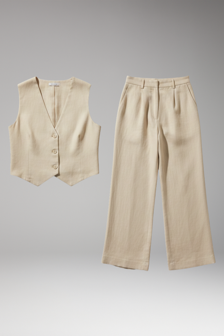 Women’s Two-Piece Set with Sleeveless Top and High-Waisted Trousers