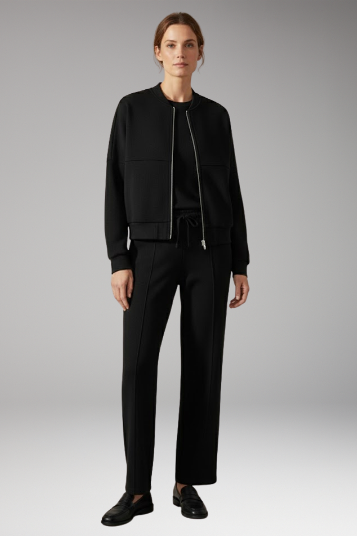 Women’s Two-Piece Set with Zip Jacket and Straight-Leg Trousers