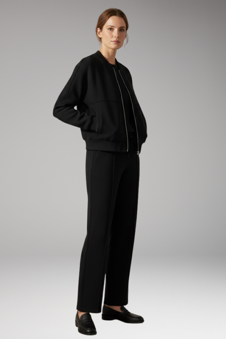 Women’s Two-Piece Set with Zip Jacket and Straight-Leg Trousers