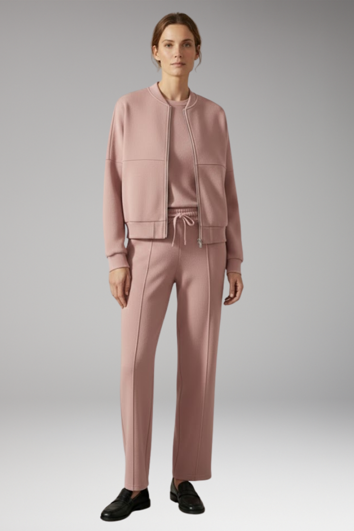 Women’s Two-Piece Set with Zip Jacket and Straight-Leg Trousers