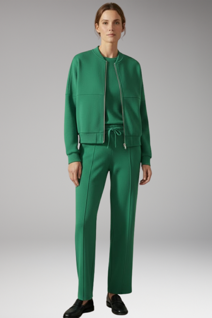 Women’s Two-Piece Set with Zip Jacket and Straight-Leg Trousers
