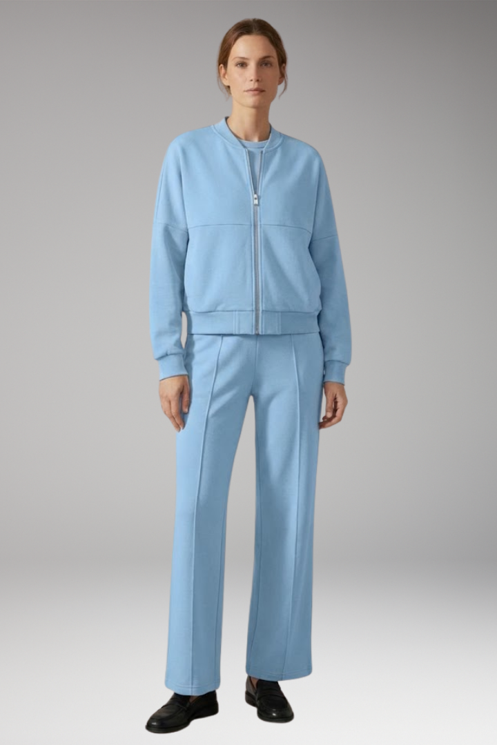 Women’s Two-Piece Set with Zip Jacket and Straight-Leg Trousers