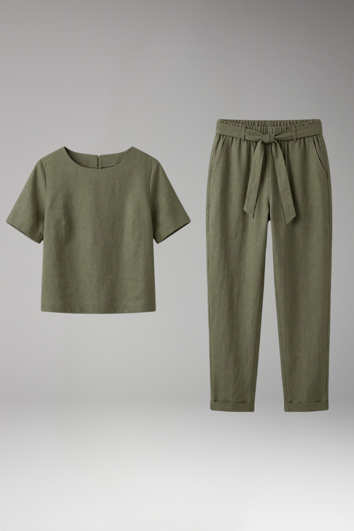 Women's Two Piece Jumpsuit Set with Short Sleeves