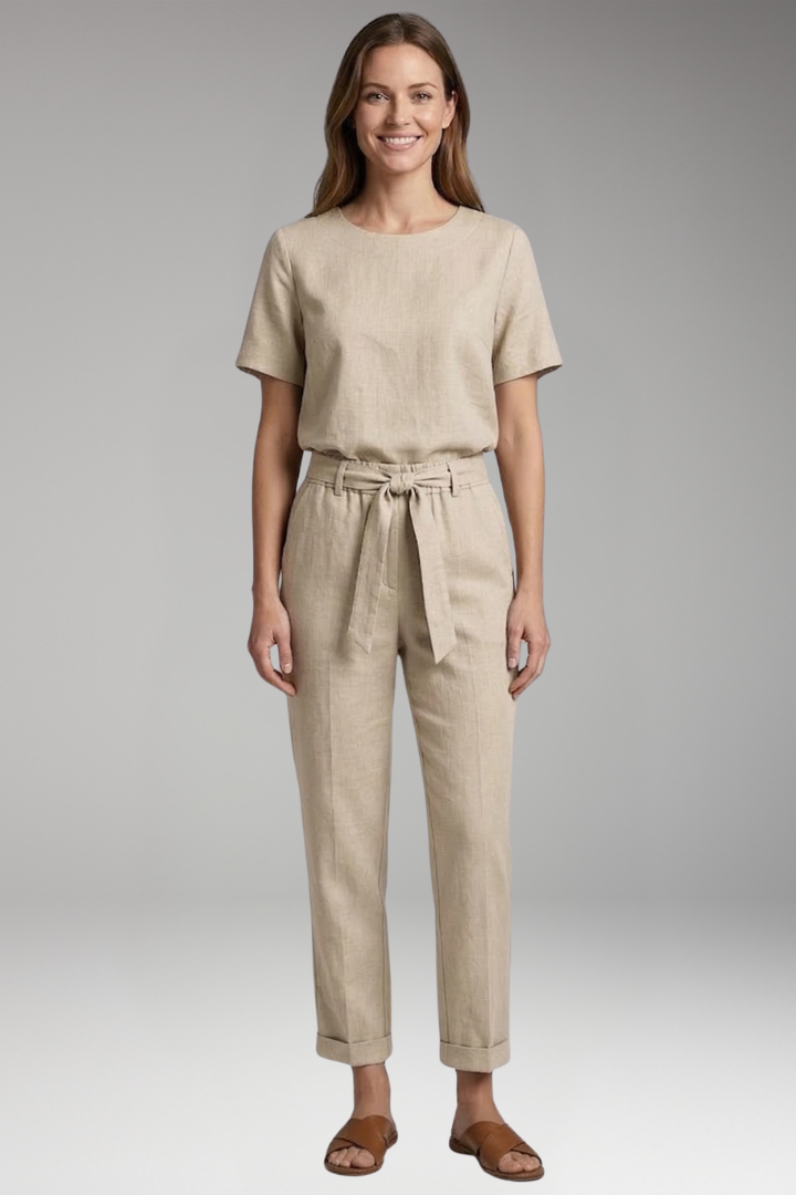 Women's Two Piece Jumpsuit Set with Short Sleeves