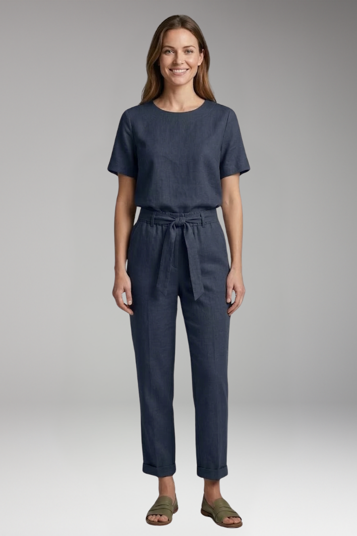 Women's Two Piece Jumpsuit Set with Short Sleeves